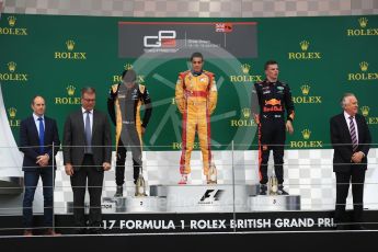 World © Octane Photographic Ltd. Formula 1 - British Grand Prix - Sunday - GP3 - Race 2. Giuliano Alesi - Trident, Jack Aitken - ART Grand Prix and Niko Kari - Arden International. Silverstone, UK. Sunday 16th July 2017. Digital Ref: 1888LB1D2869
