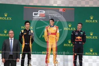 World © Octane Photographic Ltd. Formula 1 - British Grand Prix - Sunday - GP3 - Race 2. Giuliano Alesi - Trident, Jack Aitken - ART Grand Prix and Niko Kari - Arden International. Silverstone, UK. Sunday 16th July 2017. Digital Ref: 1888LB1D2901