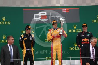 World © Octane Photographic Ltd. Formula 1 - British Grand Prix - Sunday - GP3 - Race 2. Giuliano Alesi - Trident, Jack Aitken - ART Grand Prix and Niko Kari - Arden International. Silverstone, UK. Sunday 16th July 2017. Digital Ref: 1888LB1D2934