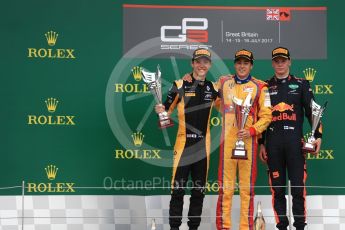World © Octane Photographic Ltd. Formula 1 - British Grand Prix - Sunday - GP3 - Race 2. Giuliano Alesi - Trident, Jack Aitken - ART Grand Prix and Niko Kari - Arden International. Silverstone, UK. Sunday 16th July 2017. Digital Ref: 1888LB1D2974