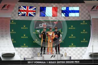 World © Octane Photographic Ltd. Formula 1 - British Grand Prix - Sunday - GP3 - Race 2. Giuliano Alesi - Trident, Jack Aitken - ART Grand Prix and Niko Kari - Arden International. Silverstone, UK. Sunday 16th July 2017. Digital Ref: 1888LB1D2981