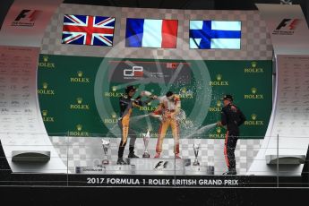 World © Octane Photographic Ltd. Formula 1 - British Grand Prix - Sunday - GP3 - Race 2. Giuliano Alesi - Trident, Jack Aitken - ART Grand Prix and Niko Kari - Arden International. Silverstone, UK. Sunday 16th July 2017. Digital Ref: 1888LB1D3013
