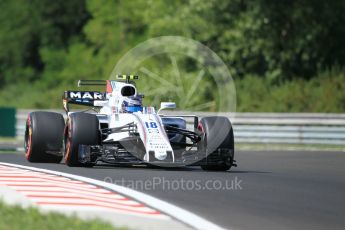 World © Octane Photographic Ltd. Formula 1 - Hungarian Grand Prix Practice 1. Lance Stroll - Williams Martini Racing FW40. Hungaroring, Budapest, Hungary. Friday 28th July 2017. Digital Ref:1899CB1L8908
