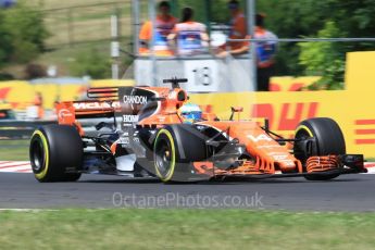 World © Octane Photographic Ltd. Formula 1 - Hungarian Grand Prix Practice 2. Fernando Alonso - McLaren Honda MCL32. Hungaroring, Budapest, Hungary. Friday 28th July 2017. Digital Ref:1901CB1L9416