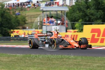 World © Octane Photographic Ltd. Formula 1 - Hungarian Grand Prix Practice 2. Stoffel Vandoorne - McLaren Honda MCL32. Hungaroring, Budapest, Hungary. Friday 28th July 2017. Digital Ref:1901CB1L9431