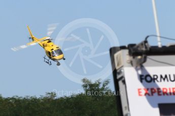 World © Octane Photographic Ltd. Formula 1 - Hungarian Grand Prix Practice 3. TV Helicopter Aerospatiale 355N Ecureuil 2 - OO-HCE. Hungaroring, Budapest, Hungary. Saturday 29th July 2017. Digital Ref: