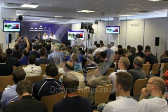 World © Octane Photographic Ltd. Formula 1 - Budapest Grand Prix - Thursday FIA Halo Press Conference. Laurent Mekies FIA safety director, Charlie Whiting FIA Formula One Race Director and Matteo Bonciani Head of F1 Communications. Hungaroring, Budapest, Hungary. Thursday 27th July 2017. Digital Ref: 1897LB1L8566