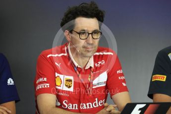 World © Octane Photographic Ltd. Formula 1 - Budapest Grand Prix- Team Press Conference – Part 1. Mattia Binotto – Chief Technical Officer - Scuderia Ferrari. Hungaroring, Budapest, Hungary. Thursday 27th July 2017. Digital Ref: 1904LB1D8603