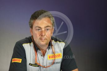 World © Octane Photographic Ltd. Formula 1 - Budapest Grand Prix- Team Press Conference – Part 1. Mario Isola – Pirelli Head of Car Racing. Hungaroring, Budapest, Hungary. Friday 28th July 2017. Digital Ref: 1904LB1D8613