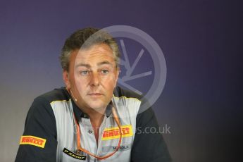 World © Octane Photographic Ltd. Formula 1 - Budapest Grand Prix- Team Press Conference – Part 1. Mario Isola – Pirelli Head of Car Racing. Hungaroring, Budapest, Hungary. Friday 28th July 2017. Digital Ref: 1904LB1D8640