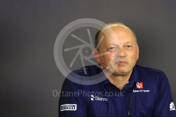 World © Octane Photographic Ltd. Formula 1 - Budapest Grand Prix- Team Press Conference – Part 1. Frederic Vasseur– Team Principal and CEO of Sauber Motorsport AG. Hungaroring, Budapest, Hungary. Thursday 27th July 2017. Digital Ref : 1904LB1D8683
