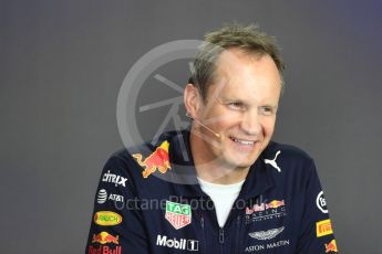 World © Octane Photographic Ltd. Formula 1 - Budapest Grand Prix- Team Press Conference – Part 2. Paul Monaghan - Chief Engineer of Red Bull Racing. Hungaroring, Budapest, Hungary. Thursday 27th July 2017. Digital Ref: 1904LB1D8777