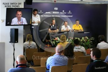 World © Octane Photographic Ltd. Formula 1 - Budapest Grand Prix- Team Press Conference – Part 2. Nick Chester – Chassis Technical Director at Renault Sport Formula 1 Team, Paul Monaghan - Chief Engineer of Red Bull Racing and Paddy Lowe - Chief Technical Officer at Williams Martini Racing. Hungaroring, Budapest, Hungary. Thursday 27th July 2017. Digital Ref: 1904LB5D2551