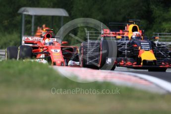 World © Octane Photographic Ltd. Formula 1 - Hungarian in-season testing. Sebastian Vettel - Scuderia Ferrari SF70H and Pierre Gasly - Red Bull Racing RB13. Hungaroring, Budapest, Hungary. Wednesday 2nd August 2017. Digital Ref: