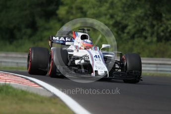 World © Octane Photographic Ltd. Formula 1 - Hungarian in-season testing. Luca Ghiotto - Williams Martini Racing FW40. Hungaroring, Budapest, Hungary. Wednesday 2nd August 2017. Digital Ref: