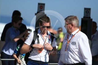 World © Octane Photographic Ltd. Formula 1 - Hungarian Grand Prix Paddock. Ross Brawn – Formula One Managing Director of Motorsports with Rob Smedley – Head of Performance Engineering. Hungaroring, Budapest, Hungary. Saturday 29th July 2017. Digital Ref:1906LB2D1455