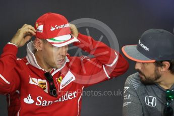 World © Octane Photographic Ltd. Formula 1 - Budapest Grand Prix – Thursday Driver Press Conference – Part 1. Sebastian Vettel - Scuderia Ferrari. Hungaroring, Budapest, Hungary. Thursday 27th July 2017. Digital Ref: 1894LB1D5713
