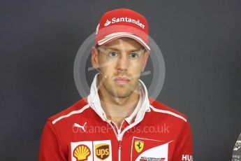 World © Octane Photographic Ltd. Formula 1 - Budapest Grand Prix – Thursday Driver Press Conference – Part 1. Sebastian Vettel - Scuderia Ferrari. Hungaroring, Budapest, Hungary. Thursday 27th July 2017. Digital Ref: 1894LB1D5744