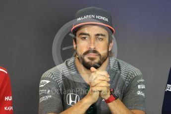 World © Octane Photographic Ltd. Formula 1 - Budapest Grand Prix – Thursday Driver Press Conference – Part 1. Fernando Alonso - McLaren Honda. Hungaroring, Budapest, Hungary. Thursday 27th July 2017. Digital Ref: 1894LB1D5767