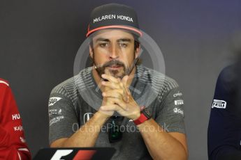 World © Octane Photographic Ltd. Formula 1 - Budapest Grand Prix – Thursday Driver Press Conference – Part 1. Fernando Alonso - McLaren Honda. Hungaroring, Budapest, Hungary. Thursday 27th July 2017. Digital Ref: 1894LB1D5778