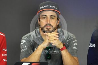 World © Octane Photographic Ltd. Formula 1 - Budapest Grand Prix – Thursday Driver Press Conference – Part 1. Fernando Alonso - McLaren Honda. Hungaroring, Budapest, Hungary. Thursday 27th July 2017. Digital Ref: 1894LB1D5789