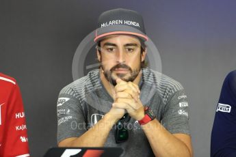 World © Octane Photographic Ltd. Formula 1 - Budapest Grand Prix – Thursday Driver Press Conference – Part 1. Fernando Alonso - McLaren Honda. Hungaroring, Budapest, Hungary. Thursday 27th July 2017. Digital Ref: 1894LB1D5794