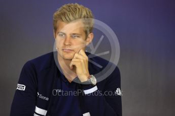 World © Octane Photographic Ltd. Formula 1 - Budapest Grand Prix – Thursday Driver Press Conference – Part 1. Marcus Ericsson – Sauber F1 Team. Hungaroring, Budapest, Hungary. Thursday 27th July 2017. Digital Ref: 1894LB1D5819