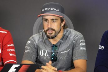 World © Octane Photographic Ltd. Formula 1 - Budapest Grand Prix – Thursday Driver Press Conference – Part 1. Fernando Alonso - McLaren Honda. Hungaroring, Budapest, Hungary. Thursday 27th July 2017. Digital Ref: 1894LB1D5831