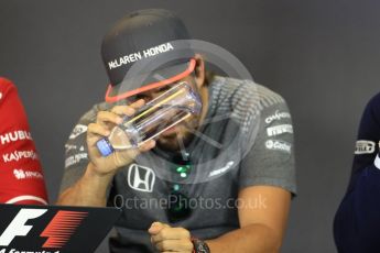 World © Octane Photographic Ltd. Formula 1 - Budapest Grand Prix – Thursday Driver Press Conference – Part 1. Fernando Alonso - McLaren Honda. Hungaroring, Budapest, Hungary. Thursday 27th July 2017. Digital Ref: 1894LB1D5883