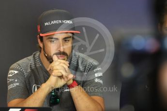 World © Octane Photographic Ltd. Formula 1 - Budapest Grand Prix – Thursday Driver Press Conference – Part 1. Fernando Alonso - McLaren Honda. Hungaroring, Budapest, Hungary. Thursday 27th July 2017. Digital Ref: 1894LB1D5902