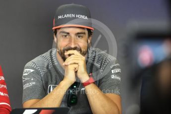 World © Octane Photographic Ltd. Formula 1 - Budapest Grand Prix – Thursday Driver Press Conference – Part 1. Fernando Alonso - McLaren Honda. Hungaroring, Budapest, Hungary. Thursday 27th July 2017. Digital Ref: 1894LB1D5940