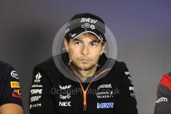 World © Octane Photographic Ltd. Formula 1 - Budapest Grand Prix – Thursday Driver Press Conference – Part 2. Sergio Perez - Sahara Force India. Hungaroring, Budapest, Hungary. Thursday 27th July 2017. Digital Ref: 1894LB1D5974