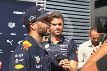 World © Octane Photographic Ltd. Formula 1 - Hungarian Grand Prix Paddock. Daniel Ricciardo - Red Bull Racing RB13. Hungaroring, Budapest, Hungary. Thursday 27th July 2017. Digital Ref: