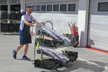 World © Octane Photographic Ltd. Formula 1 - Hungarian Grand Prix Paddock. Williams Martini Racing FW40. Hungaroring, Budapest, Hungary. Thursday 27th July 2017. Digital Ref:
