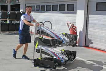 World © Octane Photographic Ltd. Formula 1 - Hungarian Grand Prix Paddock. Williams Martini Racing FW40. Hungaroring, Budapest, Hungary. Thursday 27th July 2017. Digital Ref: