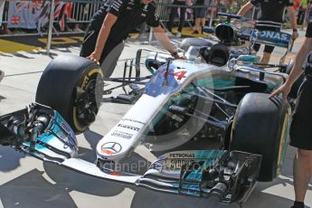 World © Octane Photographic Ltd. Formula 1 - Hungarian Grand Prix Paddock. Mercedes AMG Petronas F1 W08 EQ Energy+. Hungaroring, Budapest, Hungary. Thursday 27th July 2017. Digital Ref: