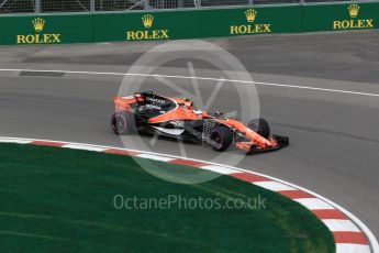 World © Octane Photographic Ltd. Formula 1 - Canadian Grand Prix - Friday Practice 1. Stoffel Vandoorne - McLaren Honda MCL32. Circuit Gilles Villeneuve, Montreal, Canada. Friday 9th June 2017. Digital Ref: 1850LB2D1601