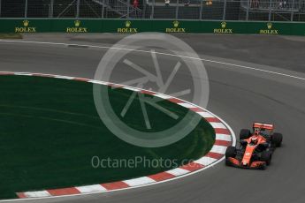 World © Octane Photographic Ltd. Formula 1 - Canadian Grand Prix - Friday Practice 1. Stoffel Vandoorne - McLaren Honda MCL32. Circuit Gilles Villeneuve, Montreal, Canada. Friday 9th June 2017. Digital Ref: 1850LB2D2405