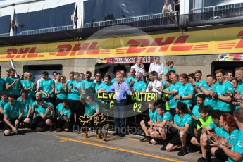 World © Octane Photographic Ltd. Formula 1 - Canadian Grand Prix - Sunday Race. Lewis Hamilton and Valtteri Bottas - Mercedes AMG Petronas F1 Team Celebration after wining Canadian GP. Circuit Gilles Villeneuve, Montreal, Canada. Sunday 11th June 2017. Digital Ref: 1859LB2D3926