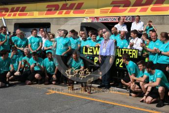 World © Octane Photographic Ltd. Formula 1 - Canadian Grand Prix - Sunday Race. Lewis Hamilton and Valtteri Bottas - Mercedes AMG Petronas F1 Team Celebration after wining Canadian GP. Circuit Gilles Villeneuve, Montreal, Canada. Sunday 11th June 2017. Digital Ref: 1859LB2D3927