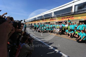 World © Octane Photographic Ltd. Formula 1 - Canadian Grand Prix - Sunday Race. Lewis Hamilton and Valtteri Bottas - Mercedes AMG Petronas F1 Team Celebration after wining Canadian GP. Circuit Gilles Villeneuve, Montreal, Canada. Sunday 11th June 2017. Digital Ref: 1859LB2D3968