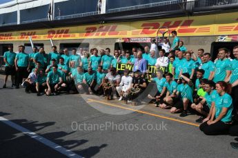 World © Octane Photographic Ltd. Formula 1 - Canadian Grand Prix - Sunday Race. Lewis Hamilton and Valtteri Bottas - Mercedes AMG Petronas F1 Team Celebration after wining Canadian GP. Circuit Gilles Villeneuve, Montreal, Canada. Sunday 11th June 2017. Digital Ref: 1859LB2D3971