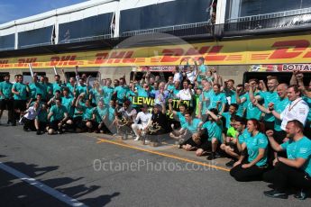 World © Octane Photographic Ltd. Formula 1 - Canadian Grand Prix - Sunday Race. Lewis Hamilton and Valtteri Bottas - Mercedes AMG Petronas F1 Team Celebration after wining Canadian GP. Circuit Gilles Villeneuve, Montreal, Canada. Sunday 11th June 2017. Digital Ref: 1859LB2D3976