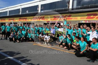 World © Octane Photographic Ltd. Formula 1 - Canadian Grand Prix - Sunday Race. Lewis Hamilton and Valtteri Bottas - Mercedes AMG Petronas F1 Team Celebration after wining Canadian GP. Circuit Gilles Villeneuve, Montreal, Canada. Sunday 11th June 2017. Digital Ref: 1859LB2D3991