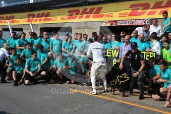 World © Octane Photographic Ltd. Formula 1 - Canadian Grand Prix - Sunday Race. Lewis Hamilton and Valtteri Bottas - Mercedes AMG Petronas F1 Team Celebration after wining Canadian GP. Circuit Gilles Villeneuve, Montreal, Canada. Sunday 11th June 2017. Digital Ref: 1859LB2D4010