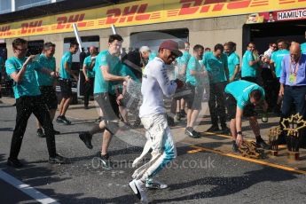 World © Octane Photographic Ltd. Formula 1 - Canadian Grand Prix - Sunday Race. Lewis Hamilton and Valtteri Bottas - Mercedes AMG Petronas F1 Team Celebration after wining Canadian GP. Circuit Gilles Villeneuve, Montreal, Canada. Sunday 11th June 2017. Digital Ref: 1859LB2D4030