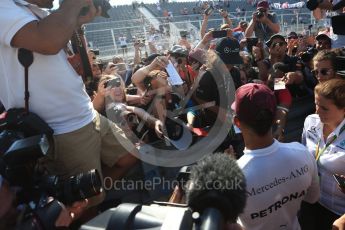 World © Octane Photographic Ltd. Formula 1 - Canadian Grand Prix - Sunday Race. Lewis Hamilton and Valtteri Bottas - Mercedes AMG Petronas F1 Team Celebration after wining Canadian GP. Circuit Gilles Villeneuve, Montreal, Canada. Sunday 11th June 2017. Digital Ref: 1859LB2D4075