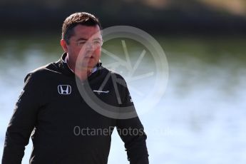 World © Octane Photographic Ltd. Formula 1 - Canadian Grand Prix - Saturday Paddock. Eric Boullier - Racing Director of McLaren Honda. Circuit Gilles Villeneuve, Montreal, Canada. Saturday 10th June 2017. Digital Ref: 1849LB1D4741