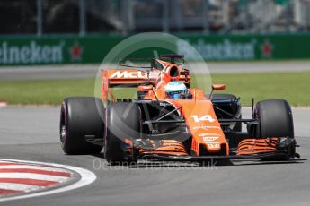 World © Octane Photographic Ltd. Formula 1 - Canadian Grand Prix - Saturday - Qualifying. Fernando Alonso - McLaren Honda MCL32. Circuit Gilles Villeneuve, Montreal, Canada. Saturday 10th June 2017. Digital Ref: 1854LB1D6559