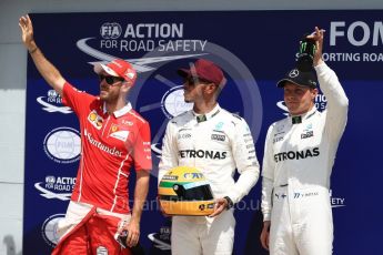 World © Octane Photographic Ltd. Formula 1 - Canadian Grand Prix - Saturday - Qualifying. Lewis Hamilton - Mercedes AMG Petronas F1 W08 EQ Energy+, Valtteri Bottas and Sebastian Vettel - Scuderia Ferrari SF70H. Circuit Gilles Villeneuve, Montreal, Canada. Saturday 10th June 2017. Digital Ref: 1854LB1D7020